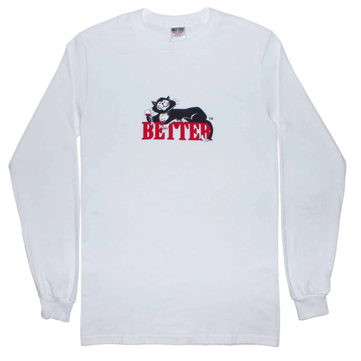 Better™ Gift Shop - "Lazy Cat" White L/S T-Shirt